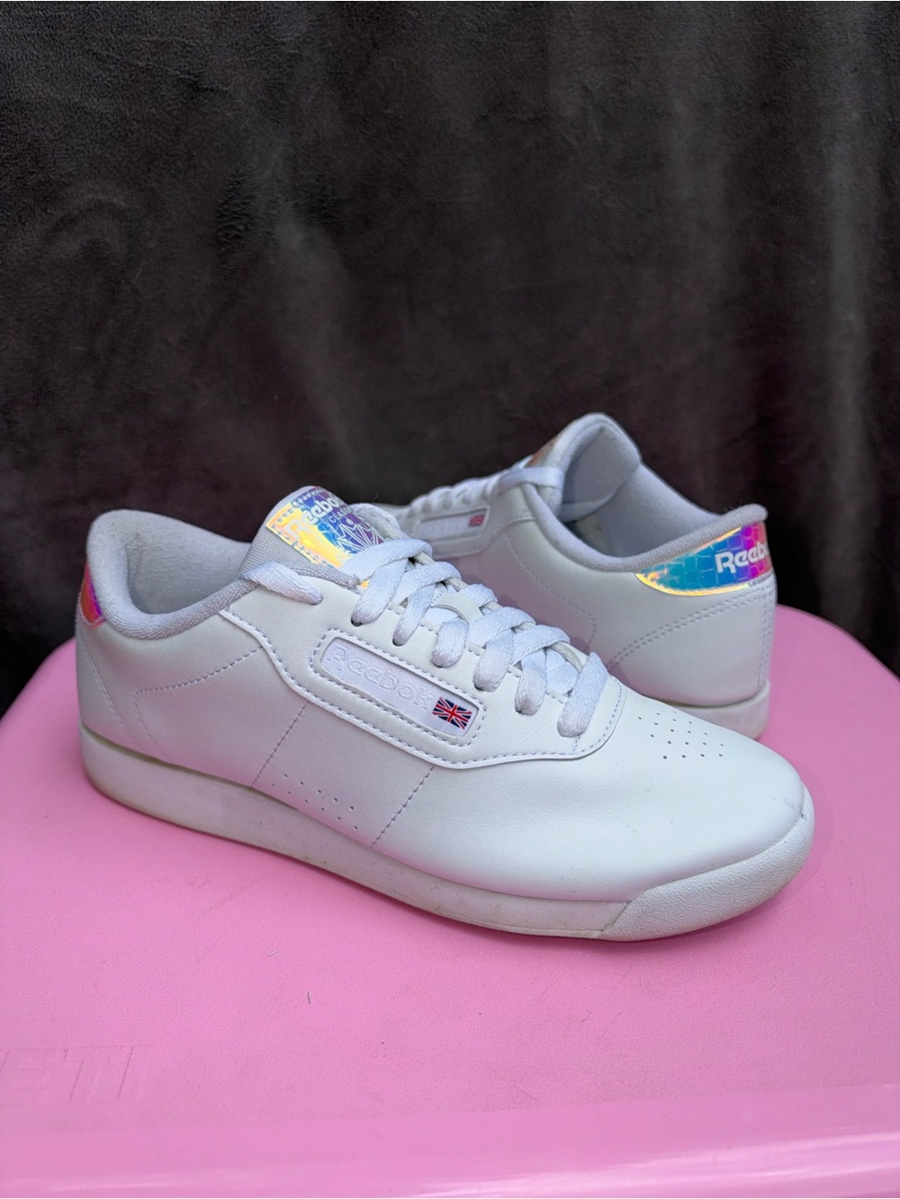 Reebok Princess Triple White Iridescent Sneakers – Women’s 7.5